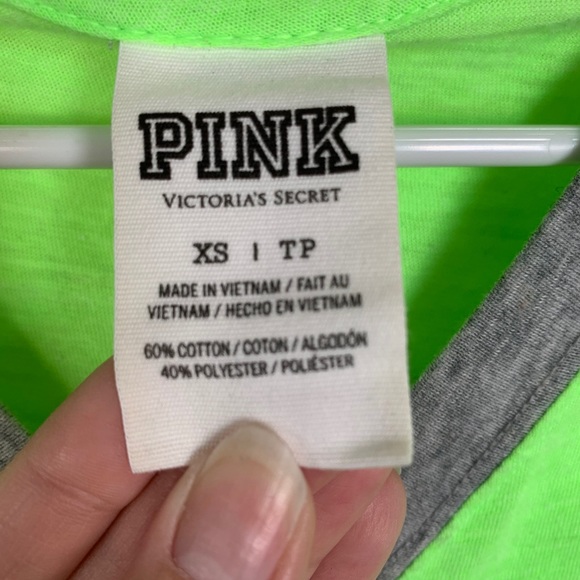 PINK Victoria’s Secret SMALL Lime Green Gray Shirt - Picture 3 of 3